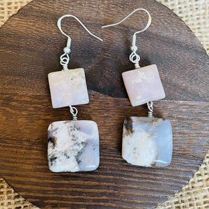 Artisan Gemstone Dangle Drop Pierced Earrings NEW